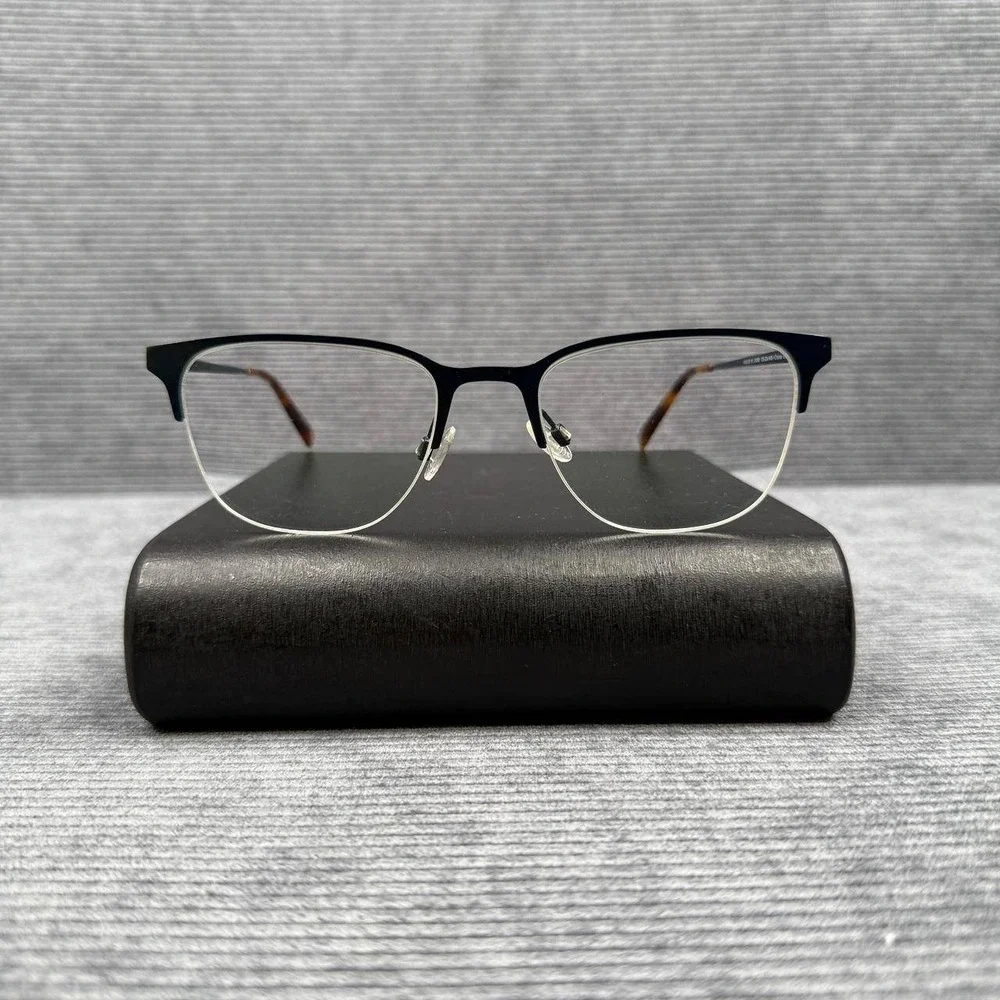 Warby Parker Wallis W 2550 Navy Blue Tortoise Eyeglasses 53-20-145 Semi-Rimless